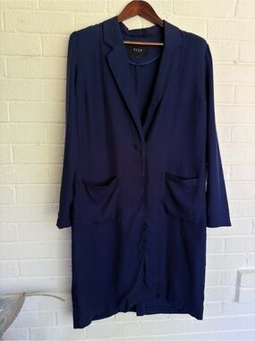 VILA Navy Blue Long Blazer Coat